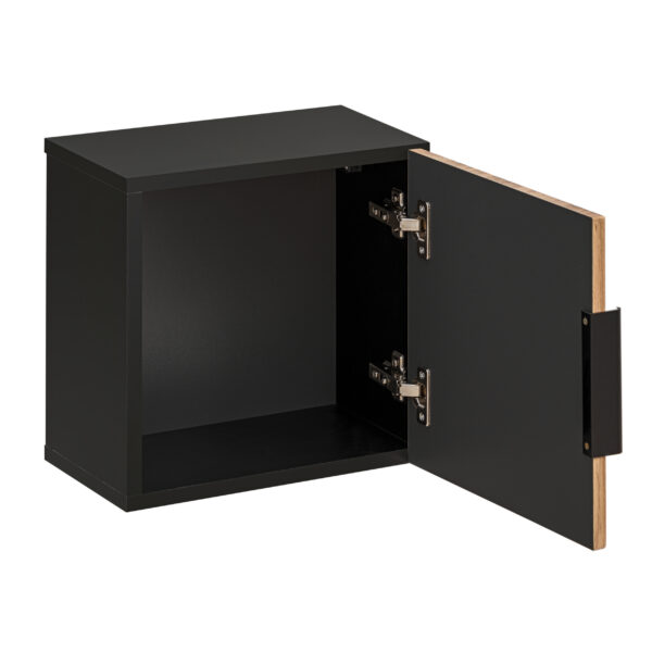 Armoire murale carrée de salle de bain TILO - corps noir - façades rainurées couleur chêne Wotan - 35 x 35 x 22 cm – Image 3