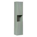 Armoire haute suspendue de salle de bain NALVIK - verte - 2 portes - façades rainurées - 30 x 140 x 25 cm