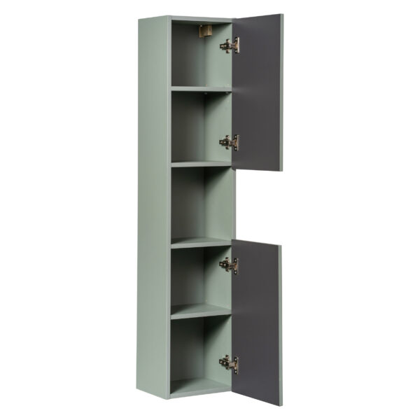 Armoire haute suspendue de salle de bain NALVIK - verte - 2 portes - façades rainurées - 30 x 140 x 25 cm – Image 3