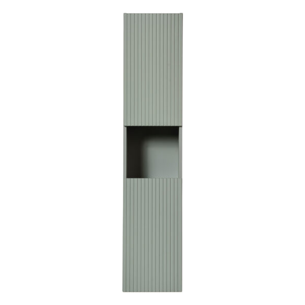 Armoire haute suspendue de salle de bain NALVIK - verte - 2 portes - façades rainurées - 30 x 140 x 25 cm – Image 6