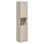 Armoire haute suspendue de salle de bain NALVIK - cachemire - 2 portes - façades rainurées - 30 x 140 x 25 cm
