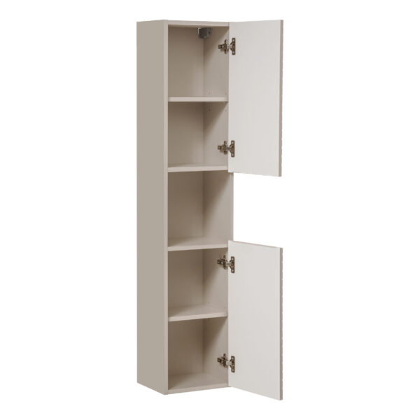 Armoire haute suspendue de salle de bain NALVIK - cachemire - 2 portes - façades rainurées - 30 x 140 x 25 cm – Image 2