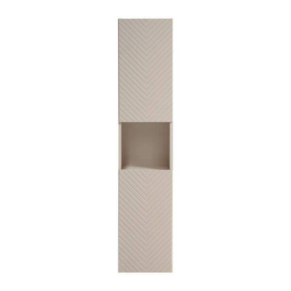 Armoire haute suspendue de salle de bain NALVIK - cachemire - 2 portes - façades rainurées - 30 x 140 x 25 cm – Image 3