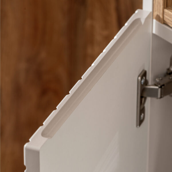 Armoire haute suspendue de salle de bain NALVIK - cachemire - 2 portes - façades rainurées - 30 x 140 x 25 cm – Image 4