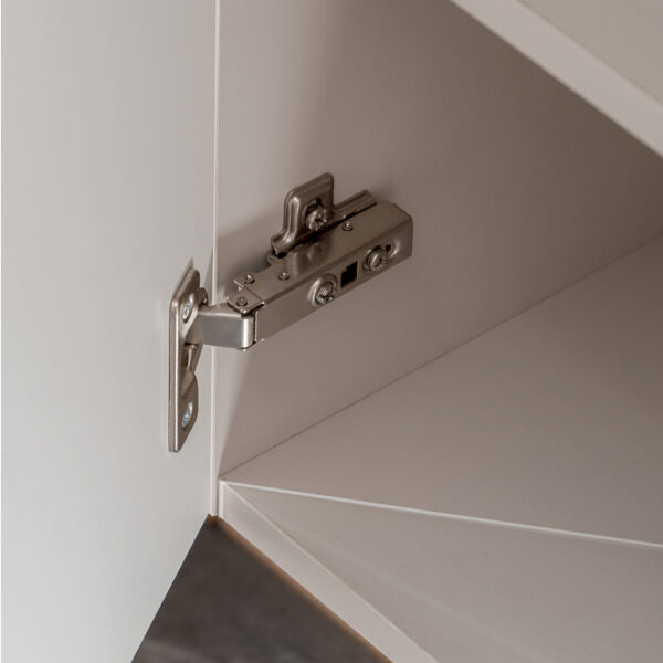 Armoire haute suspendue de salle de bain NALVIK - cachemire - 2 portes - façades rainurées - 30 x 140 x 25 cm – Image 5