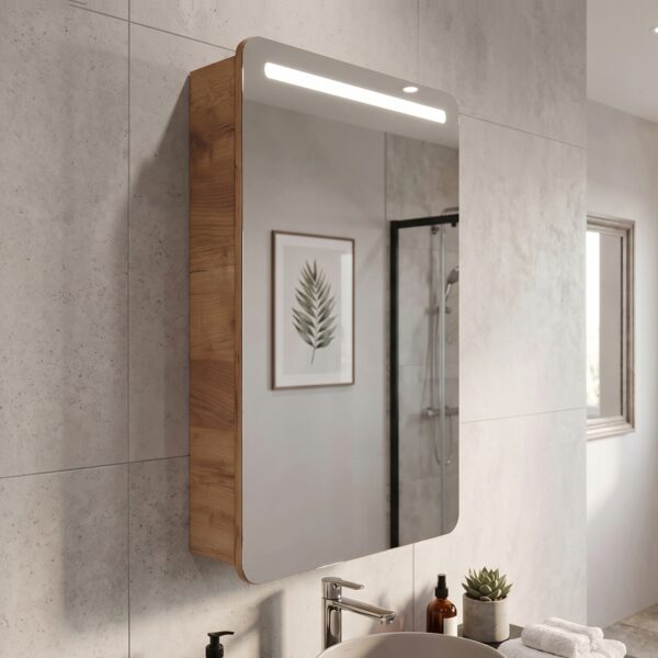 Armoire murale avec miroir de salle de bain ARVIDA - couleur chêne - 40 x 75 x 16 cm – Image 2