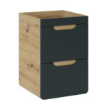 Meuble suspendu sous lavabo ARVIDA - couleur chêne - façade grise - 2 tiroirs - 40 x 59 x 41 cm