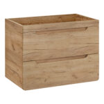 Meuble suspendu sous lavabo ARVIDA - couleur chêne - 2 tiroirs - 80 x 59 x 46 cm