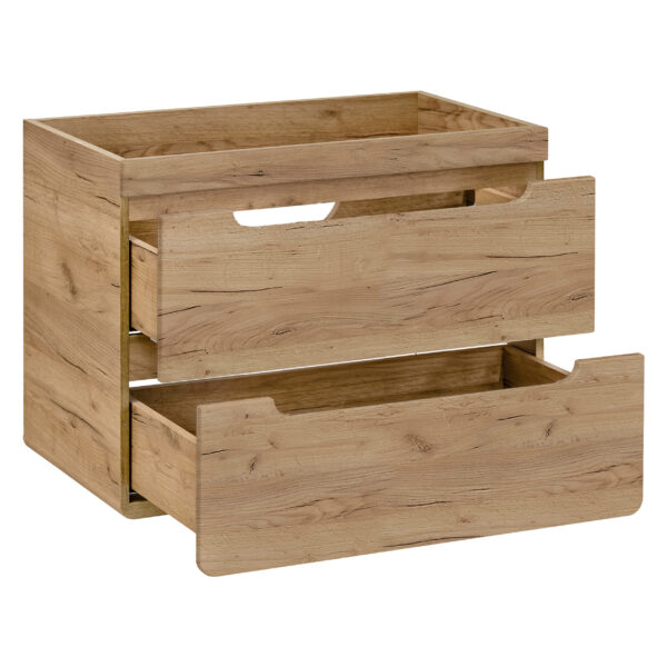 Meuble suspendu sous lavabo ARVIDA - couleur chêne - 2 tiroirs - 80 x 59 x 46 cm – Image 3
