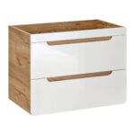Meuble suspendu sous lavabo ARVIDA - blanc - 2 tiroirs - 80 x 59 x 46 cm