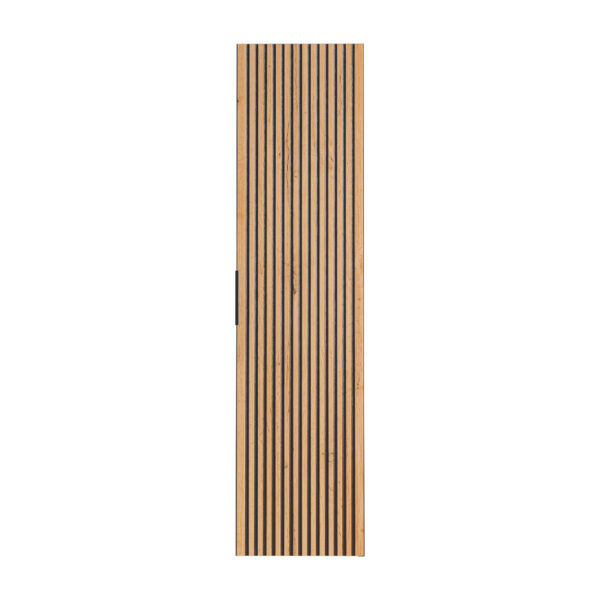Armoire haute suspendue de salle de bain TILO - corps noir - façades rainurées couleur chêne Wotan - 35 x 140 x 25 cm – Image 5