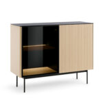 Commode Olden – chêne Vicenza – portes vitrées – 107 x 84 x 39 cm