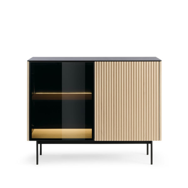 Commode Olden – chêne Vicenza – portes vitrées – 107 x 84 x 39 cm – Image 7