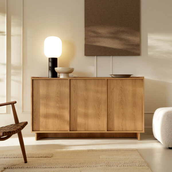 Commode Yarker – chêne caramel – 3 portes – 147 x 82 x 39 cm – Image 2