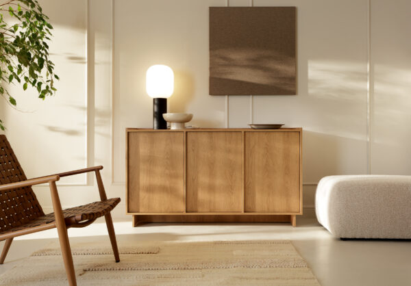 Commode Yarker – chêne caramel – 3 portes – 147 x 82 x 39 cm – Image 5