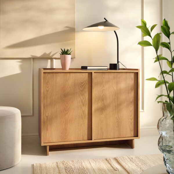 Commode Yarker – chêne caramel – 2 portes – 98 x 82 x 39 cm – Image 2