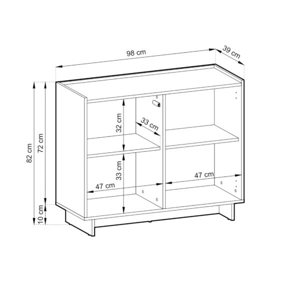 Commode Yarker – chêne caramel – 2 portes – 98 x 82 x 39 cm – Image 3