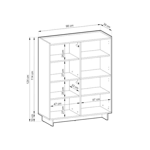 Commode Yarker – chêne caramel – 4 portes – 98 x 124 x 39 cm – Image 3