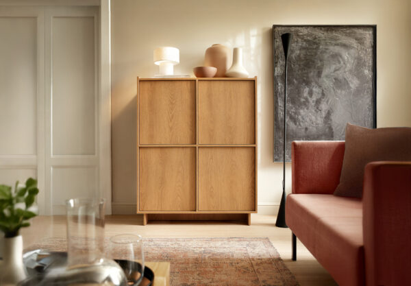 Commode Yarker – chêne caramel – 4 portes – 98 x 124 x 39 cm – Image 5