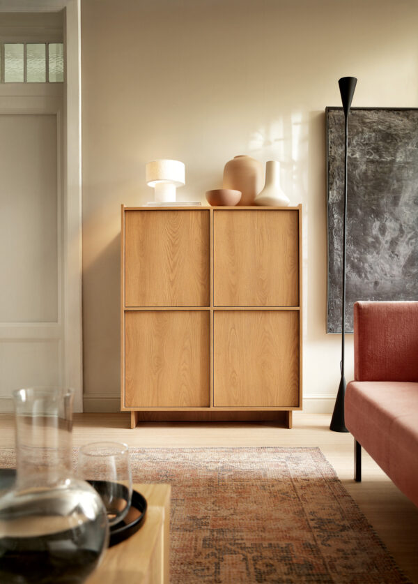 Commode Yarker – chêne caramel – 4 portes – 98 x 124 x 39 cm – Image 6