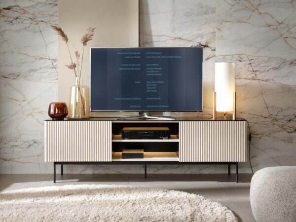 Meuble TV Olden – cachemire – plateau en verre – 180 x 52 x 39 cm – Image 6