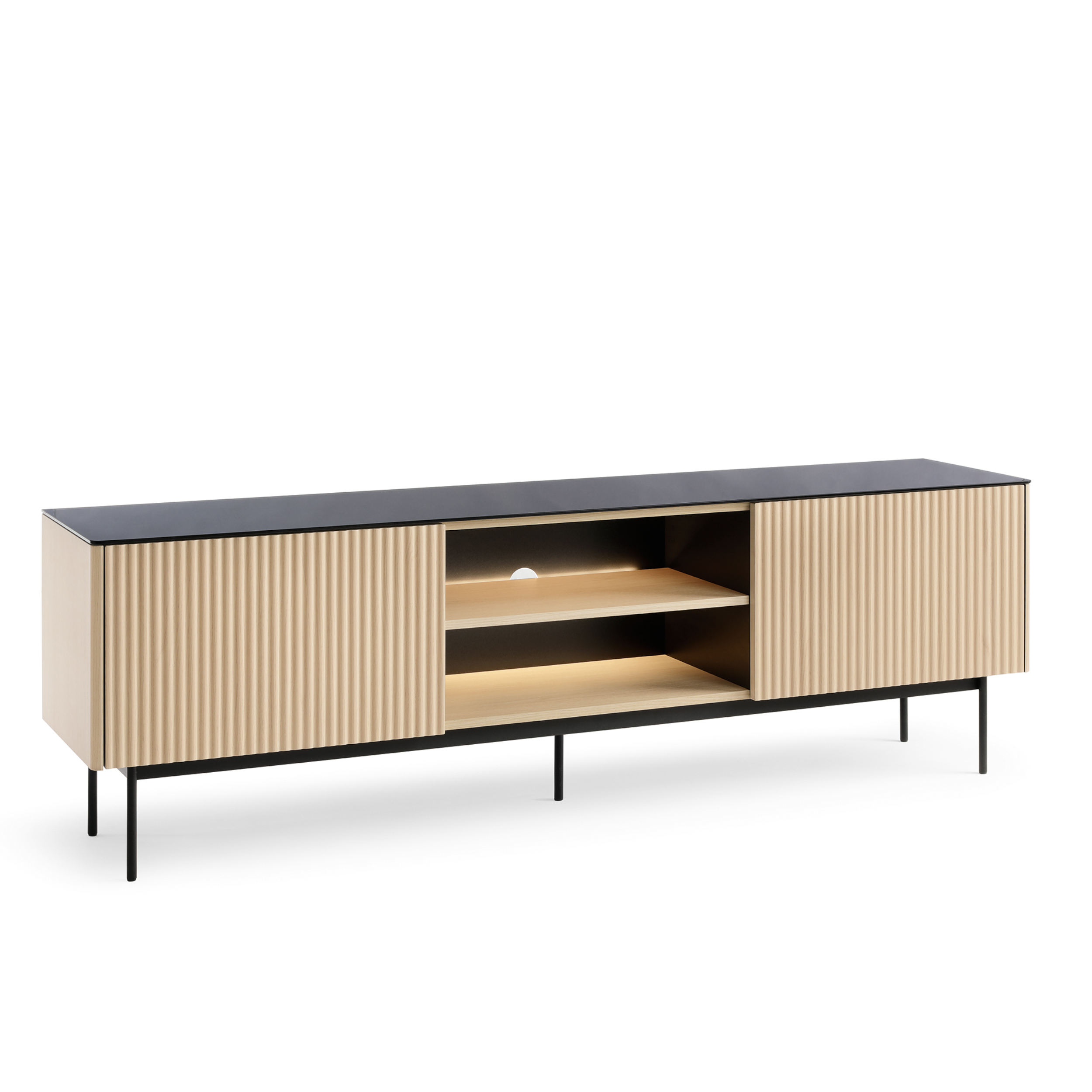 XMEBSKRRTVPI02601203_00-1.jpg Meuble TV Olden – chêne Vicenza – plateau en verre – 180 x 52 x 39 cm – Image 1
