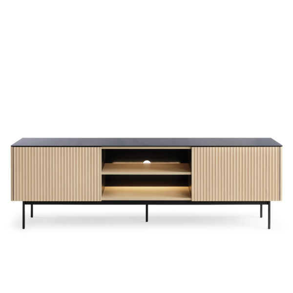 Meuble TV Olden – chêne Vicenza – plateau en verre – 180 x 52 x 39 cm – Image 6