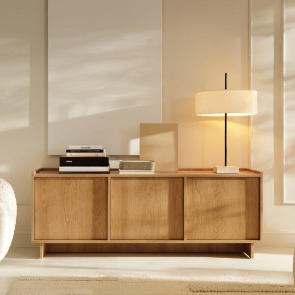 Meuble TV Yarker – chêne caramel – 3 portes – 147 x 55 x 39 cm – Image 2
