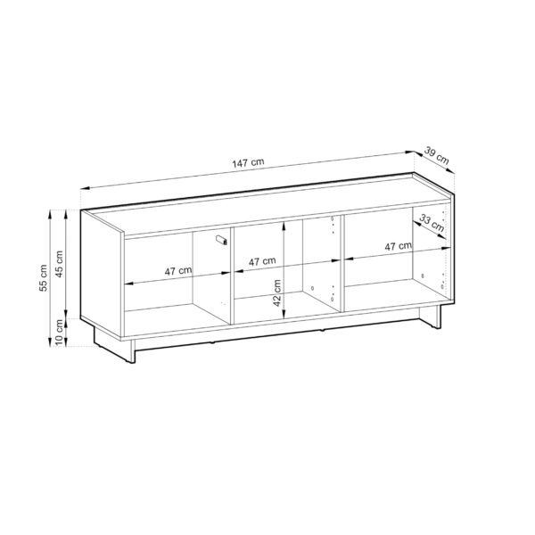 Meuble TV Yarker – chêne caramel – 3 portes – 147 x 55 x 39 cm – Image 3