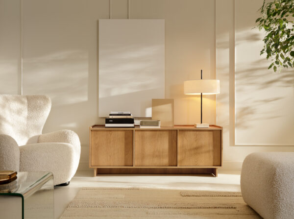 Meuble TV Yarker – chêne caramel – 3 portes – 147 x 55 x 39 cm – Image 5