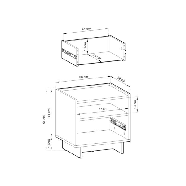 Table de chevet Yarker – chêne caramel – 1 tiroir – 50 x 51 x 39 cm – Image 3