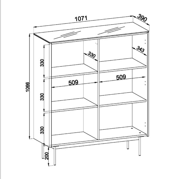 Vitrine basse Olden – cachemire – façades rainurées – 107 x 126 x 39 cm – Image 3