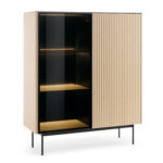 Vitrine basse Olden – chêne Vicenza – façades rainurées – 107 x 126 x 39 cm