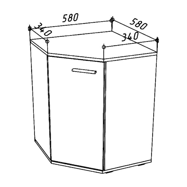 Commode FAUSKE - Spacieuse - D'angle - Chêne Wotan - Gris - Largeur 58 cm, Hauteur 74 cm, Profondeur 58 cm – Image 2