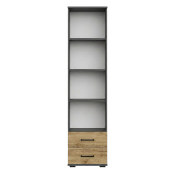 Regał FAUSKE - 2 tiroirs - Chêne - Gris - Largeur 40 cm, Hauteur 180 cm, Profondeur 34 cm – Image 5