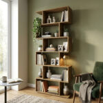 Étagère debout SKEI - Chêne Wotan - Largeur 80 cm, Hauteur 190 cm, Profondeur 25 cm