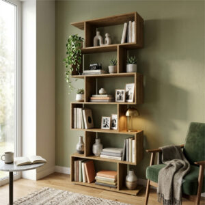 Étagère debout SKEI - Chêne Wotan - Largeur 80 cm, Hauteur 190 cm, Profondeur 25 cm