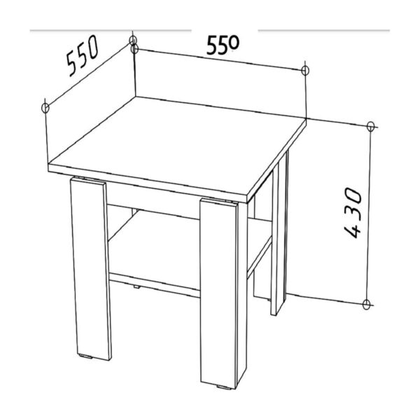 Table basse Sola - Gris - Chêne - Étagère supplémentaire - Largeur 55 cm, Hauteur 43 cm, Profondeur 55 cm – Image 2