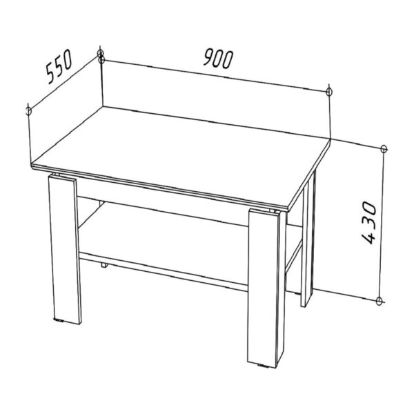 Table basse Sola - Grise - Chêne - Étagère supplémentaire - Largeur 90 cm, Hauteur 43 cm, Profondeur 55 cm – Image 2