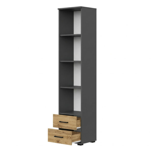 Armoire FAUSKE - 2 Tiroirs - Chêne - Gris - Largeur 40 cm, Hauteur 180 cm, Profondeur 36 cm – Image 3
