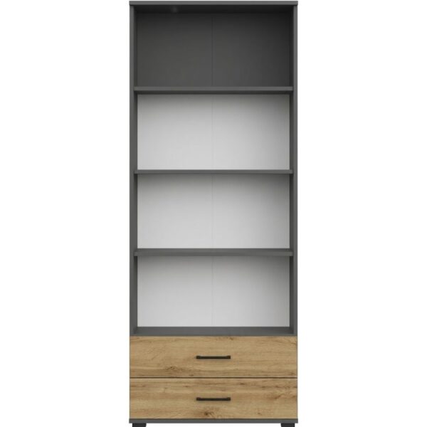 Armoire FAUSKE - 2 Tiroirs - Chêne - Gris - Largeur 69 cm, Hauteur 180 cm, Profondeur 36 cm – Image 4