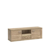 Meuble TV BALESTRAND - Chêne - Tiroir - Front décoratif - 151 x 51 x 41 cm