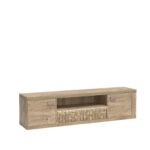 Meuble TV BALESTRAND - Chêne - Tiroir - Façade Décorative - 196 x 51 x 41 cm