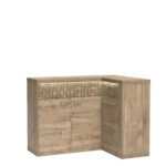 Commode d’angle BALESTRAND – Chêne – Tiroirs – Façade décorative – Plateau éclairé – 132 × 99 × 41 cm