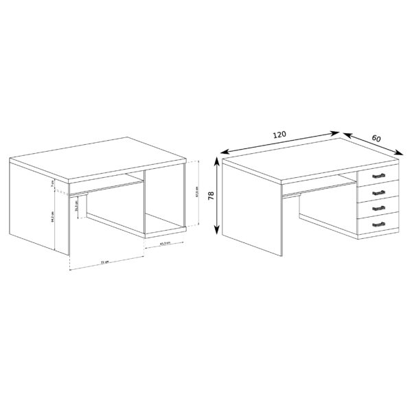 Bureau BALESTRAND - Chêne - Tiroirs - 120 x 78 x 60 cm – Image 2