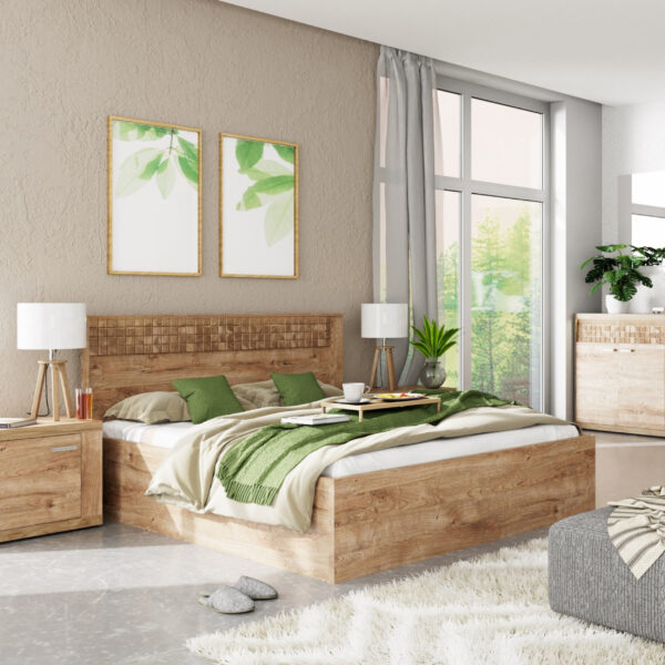 Lit Double BALESTRAND - Tête de lit - Conteneur à linge de lit - 167 x 102 x 207 cm – Image 2