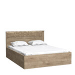 Lit Double BALESTRAND - Tête de lit éclairée - Rangement pour linge de lit - 167 x 102 x 207 cm