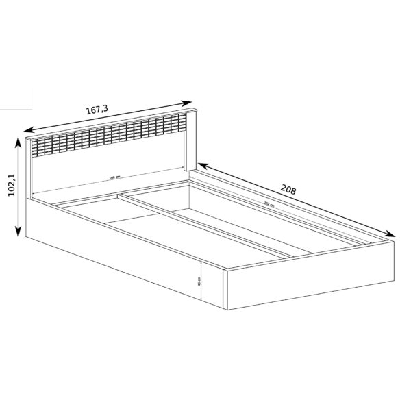 Lit Double BALESTRAND - Tête de lit éclairée - Rangement pour linge de lit - 167 x 102 x 207 cm – Image 3