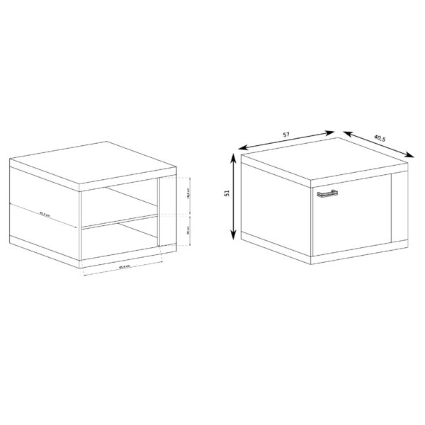 Meuble de Nuit BALESTRAND - Chêne - 57 x 51 x 41 cm – Image 3