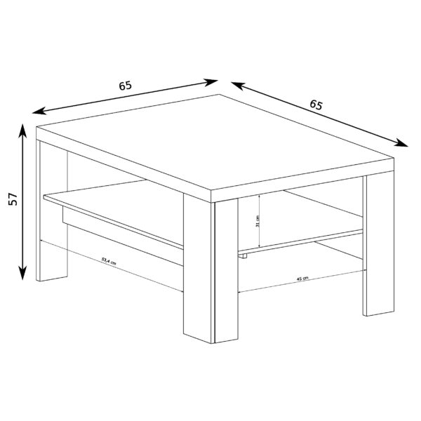 Table Basse BALESTRAND - Chêne - Étagère Intégrée - 65 x 57 x 65 cm – Image 2